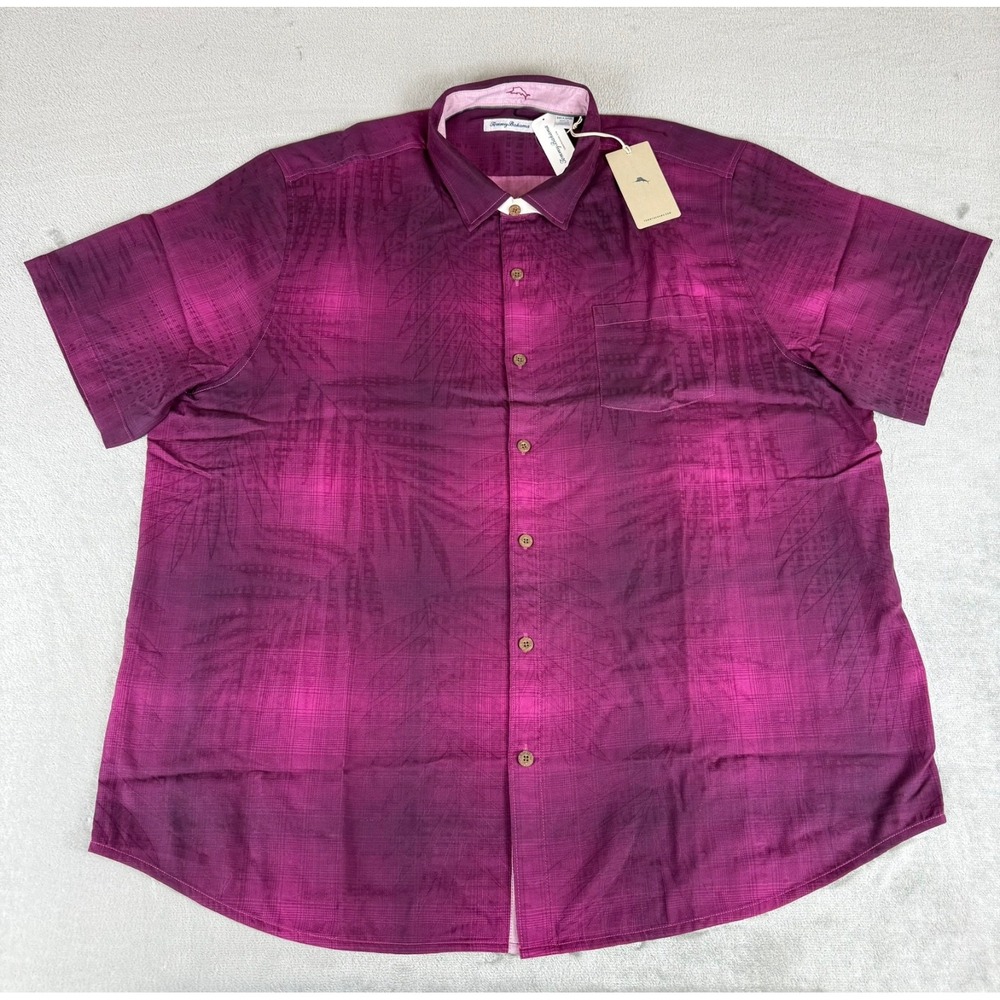 Tommy Bahama Silk Madera Ombre Shirt Mens 3XLT Purple Pocket Light $158 New NWT